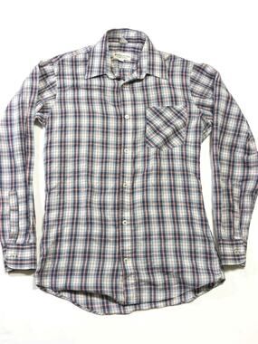 Bud Berma The Weekender Plaid Long Sleeve Button Up Shirt Vintage Small Thin 80s